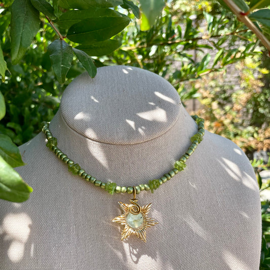 Prehnite x Peridot Beaded Sun Choker