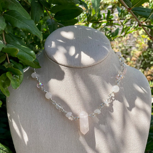 Rose Quartz Beaded Choker