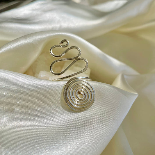 Unalome Silver Adjustable Ring