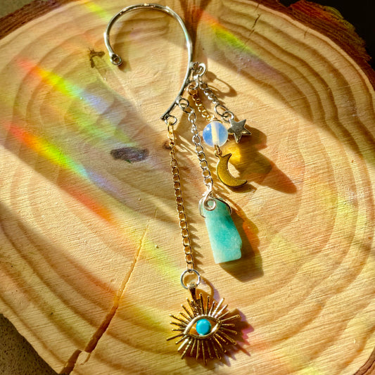 Amazonite Evil Eye Ear Cuff