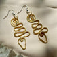 Abstract Snake Brass Earrings