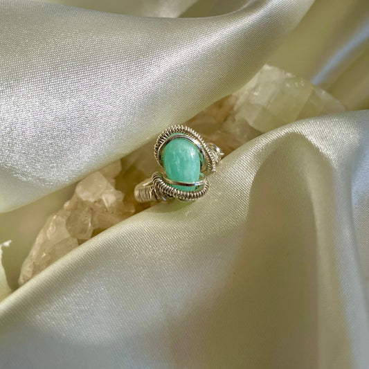 Amazonite Size 8 Silver Ring